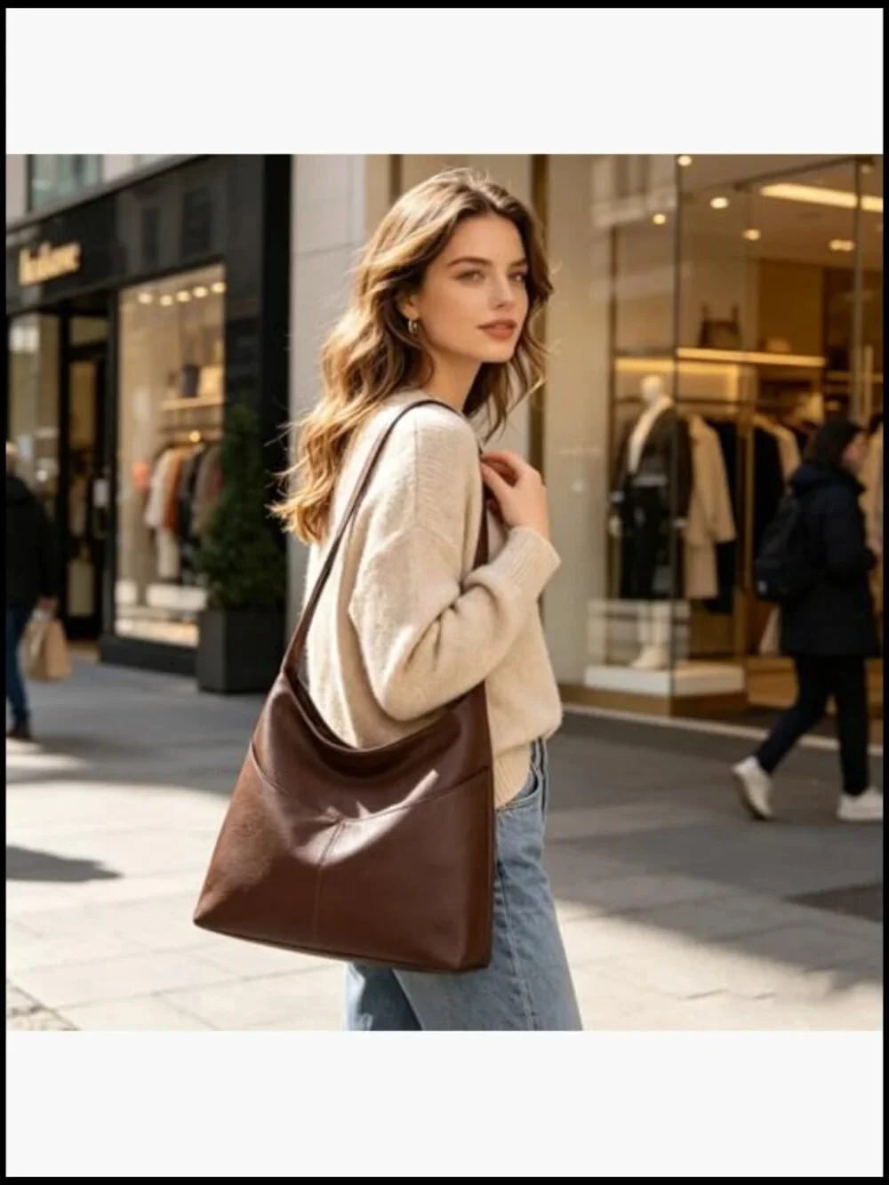 Large Slouchy Hobo Bag Vegan Leather Crossbody Tote Work Travel Daily